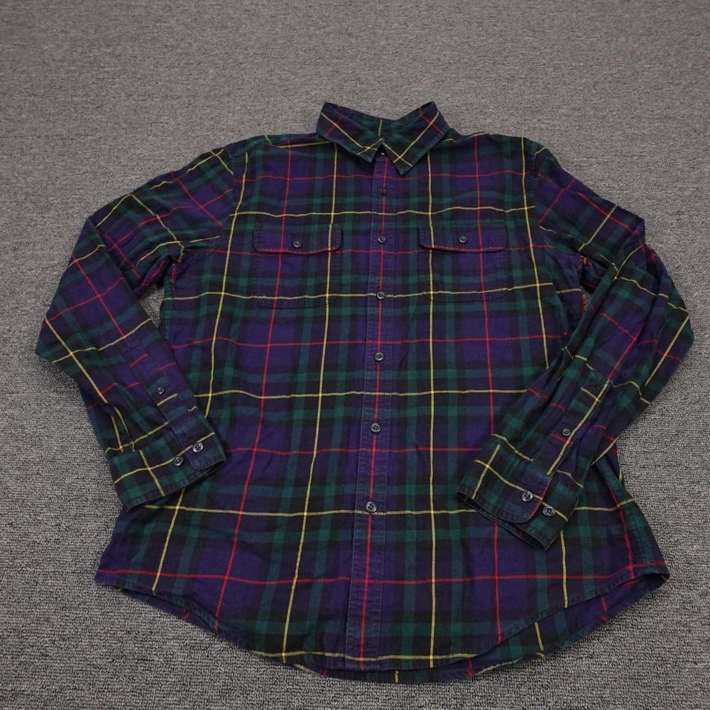 L.L.Bean Signature Shirt Mens Medium Plaid Flannel Long Sleeve Button Up